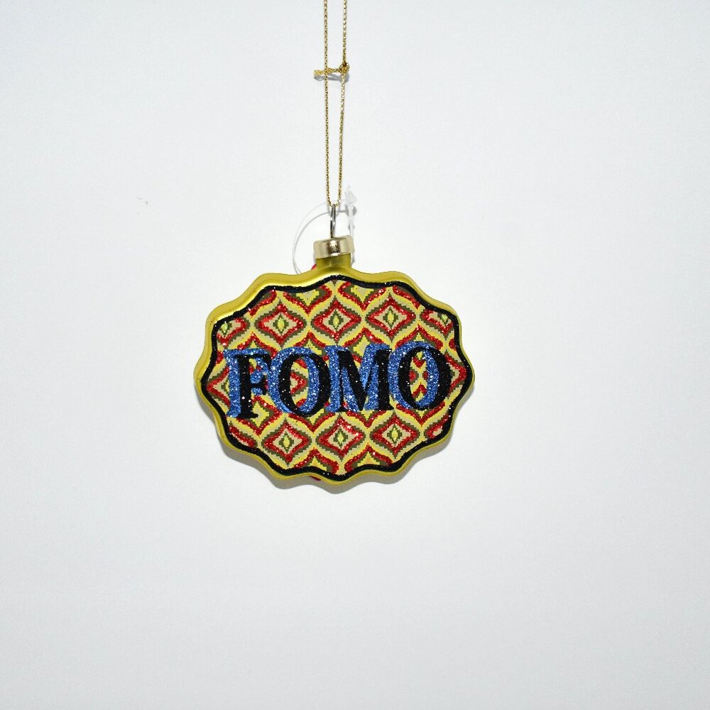 Furbish Scallop Glass Christmas Ornament FOMO 3.5" Glitter Funny Holiday Decor